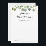 Gold Tropical Green Blätter Hochzeitsstimmung Hinweiskarte<br><div class="desc">Dieses goldgrüne Blätter Hochzeit auch Wünsche Tipp-Karte ist ideal für eine einfache Hochzeit. Das Design besticht durch handbemalte grüne Blätter, die einen goldenen geometrischen Rahmen schmücken. Diese Karten sind ideal für Hochzeiten, Brautparty, Babydusche, Graduiertenfest u.v.m. Personalisieren Sie die Karten mit den Namen der Braut und Bräutigam, den Eltern, die Sie...</div>