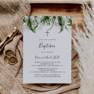 Gold Tropical Greenerenerity Baptisc Einladung