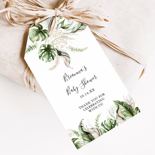 Gold Tropical Greenerity Baby Dusche Geschenkanhänger (Von Creator hochgeladen)