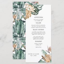 Gold Tropical Pampas Wedding Menükarte