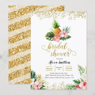 Gold Tropical Pineaple Bridal Dusche Einladung