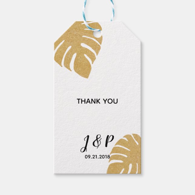 Gold Tropical Wedding-Geschenk-Tag Geschenkanhänger (Vorderseite)