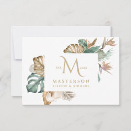 Gold Tropics Monogram Vielen Dank Dankeskarte