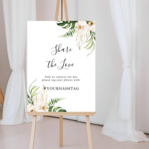 Gold tropische Folien Teilen Sie die Liebe Hashtag Poster