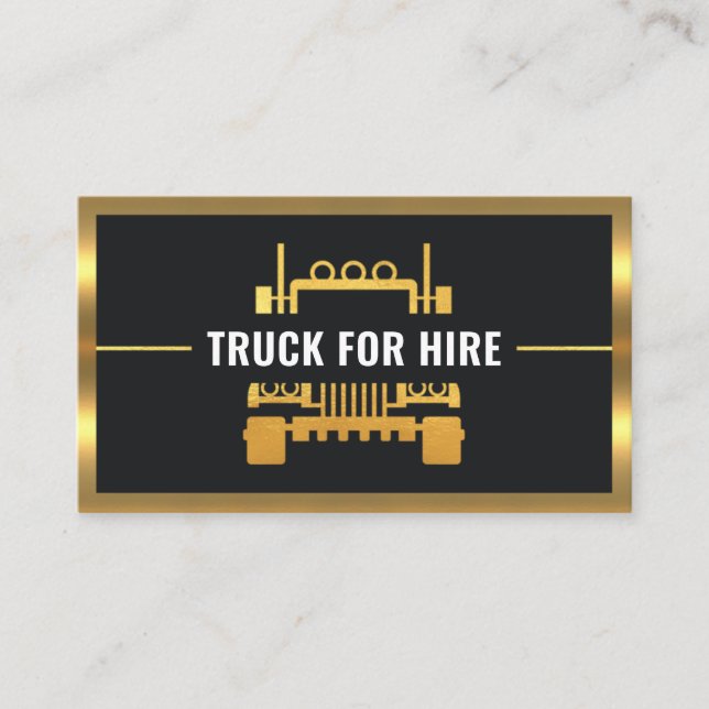 Gold Truck Border Frame Trucker Visitenkarte (Vorderseite)