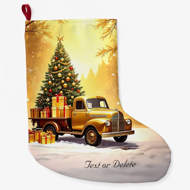 Gold Truck Weihnachtsbaum Strumpf Großer Weihnachtsstrumpf (Vorderseite)