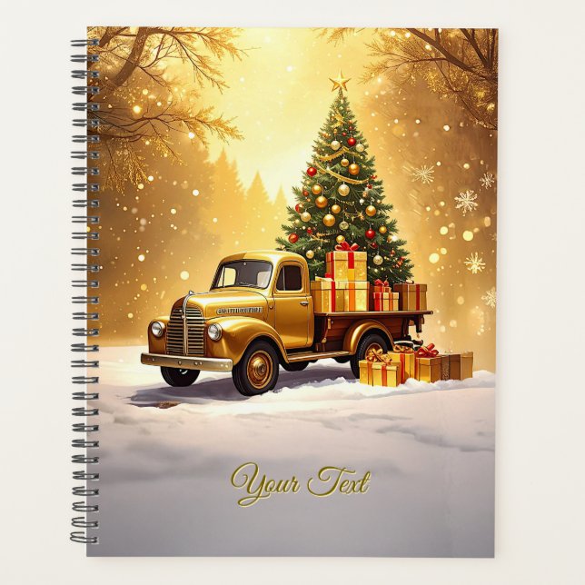 Gold Truck Weihnachtsbaum Weihnachtsplaner Planer (Vorderseite)