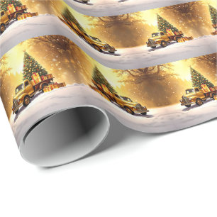 Gold Truck Weihnachtsbaum Wrapping Papier Geschenkpapier