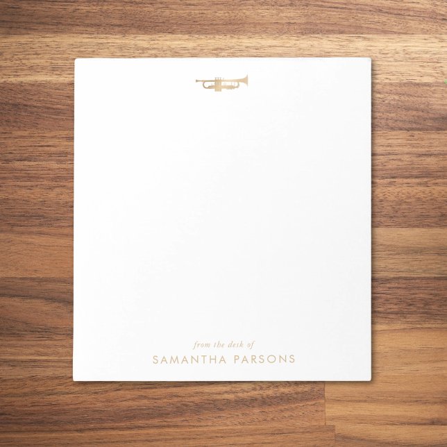 Gold Trumpet Einfache Elegante Musiklehrer Notizblock (Von Creator hochgeladen)