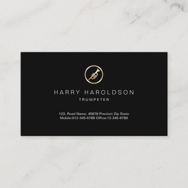 Gold Trumpet Icon Trumpeter Business Card Visitenkarte (Vorderseite)