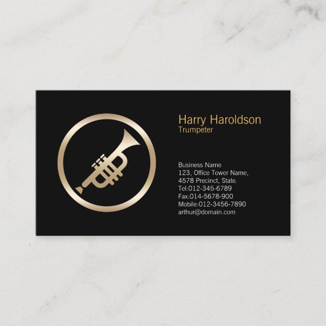Gold Trumpet Icon Turmpeter Business Card Visitenkarte (Vorderseite)