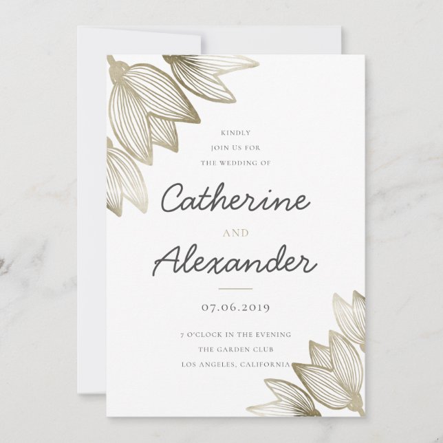 Gold Tulip Blüten | Hochzeit Einladung (Vorderseite)
