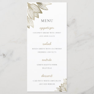 Gold Tulip Blüten   Hochzeit Menükarte