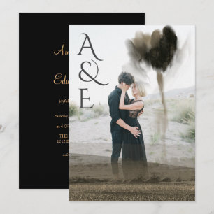 Gold-Tulpen-Blumen-Abstrakt-Overlay-Foto-Hochzeit Einladung