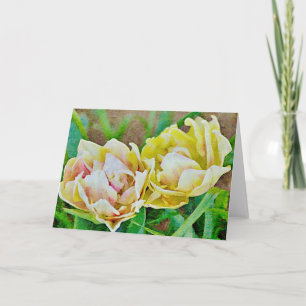 Gold-Tulpen-Blumen-Blumenkunst-Notizkarte Karte