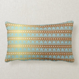 Gold Türkis Aquamarine Stripes Metallisches Royal Lendenkissen