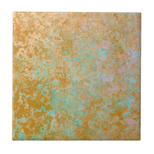 Gold & Türkis Blue Patina Alkohol Alkohol Tinte Ab Fliese