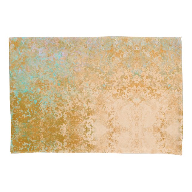 Gold & Türkis Blue Patina Alkohol Alkohol Tinte Ab Kissenbezug (Vorderseite)