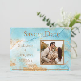 Gold Türkisches Abstraktes Foto Modernes Save The Date