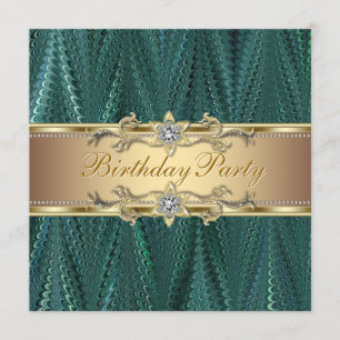 Gold Turquoise Blue Green Invitations de fête d'an