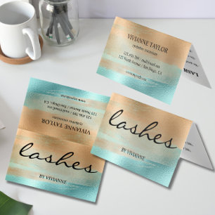 Gold Turquoise Lashes Business Card Visitenkarten
