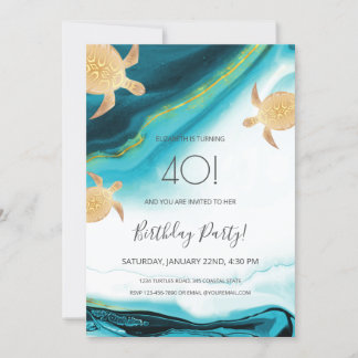 Gold Turtles Beach | Geburtstag Einladung