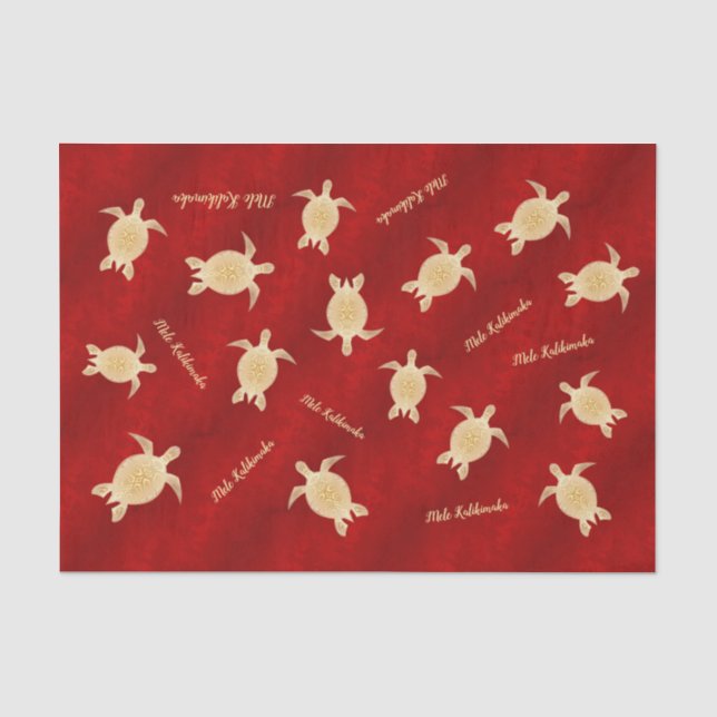 Gold Turtles Red Mele Kalikimaka Seidenpapier (Vorderseite)