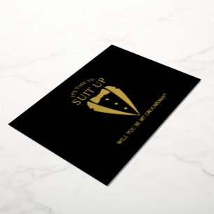 Gold Tuxedo Anzug Personalisierter Trauzeuge Vorsc Folieneinladung