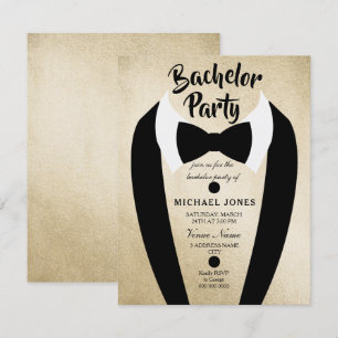 Gold Tuxedo Bow Krawatte Bachelor Party Einladung