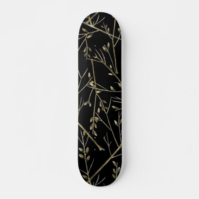 Gold Twigs on Black Skateboard (Vorne)