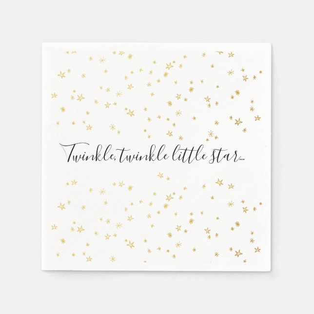 Gold Twinkle Little Star Baby Dusche Papier Napkin Serviette (Vorderseite)