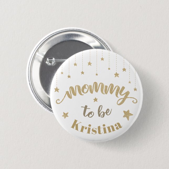 Gold Twinkle Little Star Baby Shower Mommy zu sein Button (Vorne & Hinten)