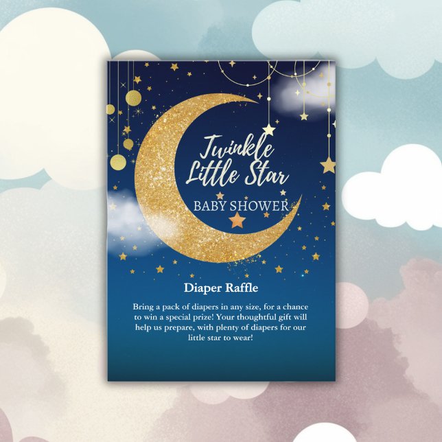 Gold Twinkle Little Star Dreamy Baby Dusche Begleitkarte (Von Creator hochgeladen)