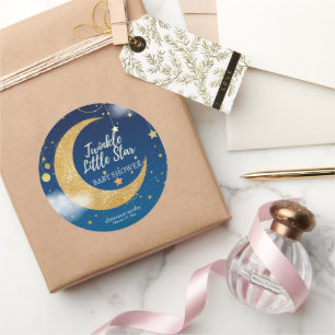 Gold Twinkle Little Star Dreamy Baby Dusche Runder Aufkleber