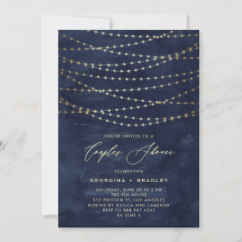 Gold Twinkle String Lights Rustikale Paare Dusche Einladung