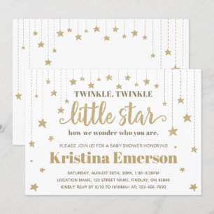 Gold Twinkle Twinkle Little Star Baby Dusche Einladung