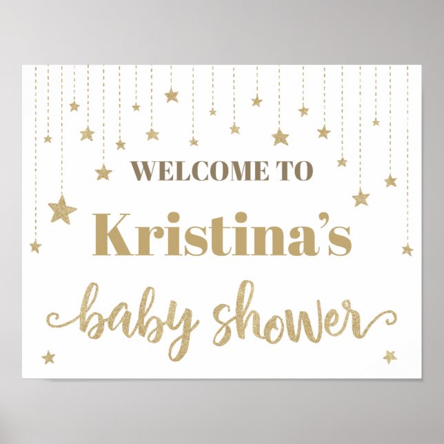 Gold Twinkle Twinkle Little Star Baby Duschzeichen Poster (Vorne)
