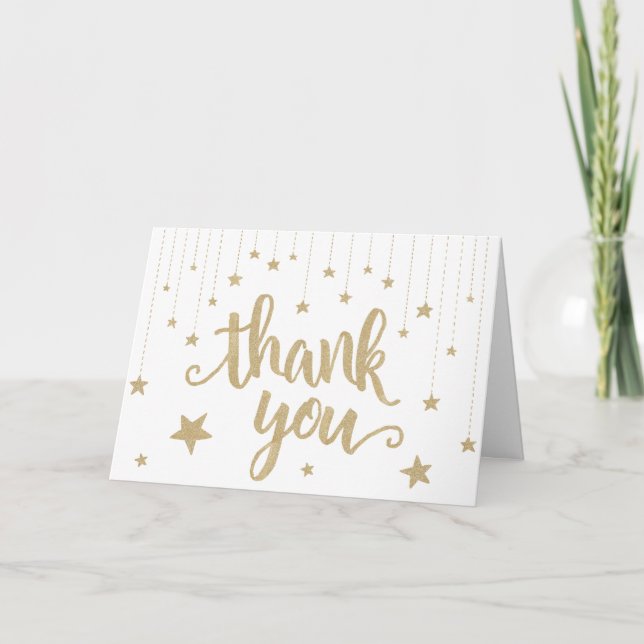 Gold Twinkle Twinkle Little Star Vielen Dank Karte (Vorderseite)