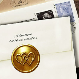 Gold Two Hearts Intertwined Wedding Love Runder Aufkleber