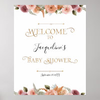 Gold Typografie Dusty Pink Floral Girl Babydusche