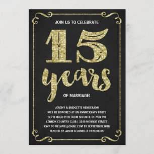 Gold-Typografie   Faux-Folie 15. Jubiläum Einladung