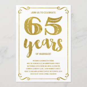Gold-Typografie   Faux-Folie 65. Jubiläum Einladung