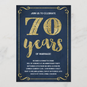 Gold-Typografie   Faux-Folie 70. Jubiläum Einladung