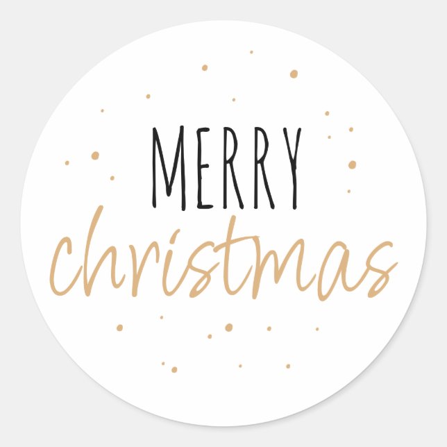 Gold Typografie Frohe Weihnachten Runder Aufkleber (Vorderseite)