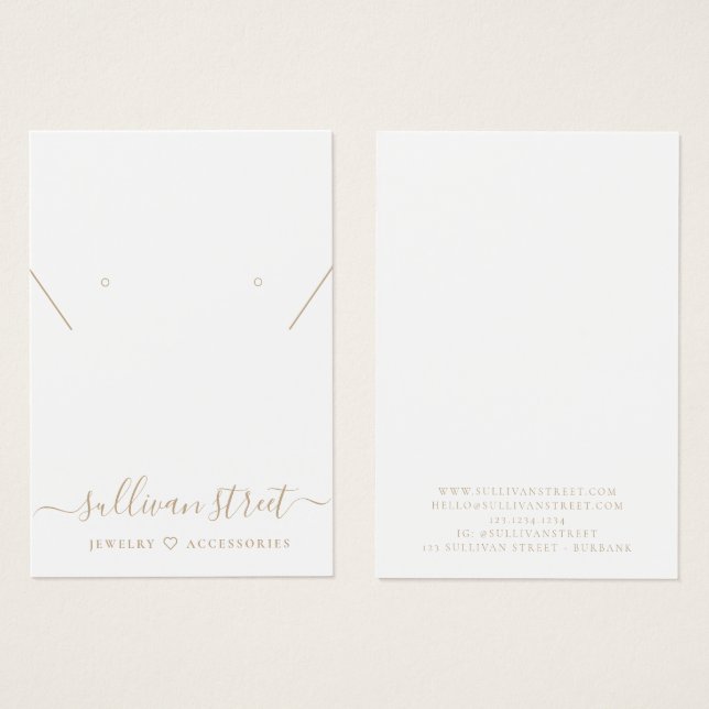 Gold Typografie Ohrringe-Netzklassekarte (Vorne & Hinten)