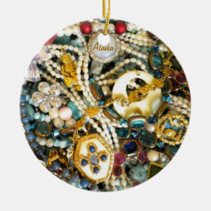 Gold u. Elfenbein Keramik Ornament