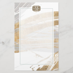 Gold u. Grau des Monogramm- Briefpapier