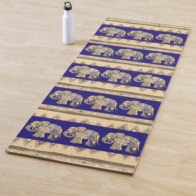 Gold u. lila bunte dekorative Stammes- Elefanten Yogamatte (Beispiel)