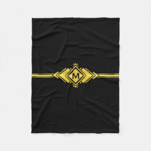 Gold-u. schwarze Kunst-Deko-Gurt-Monogramm Fleecedecke