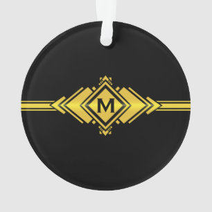 Gold-u. schwarze Kunst-Deko-Gurt-Monogramm Ornament